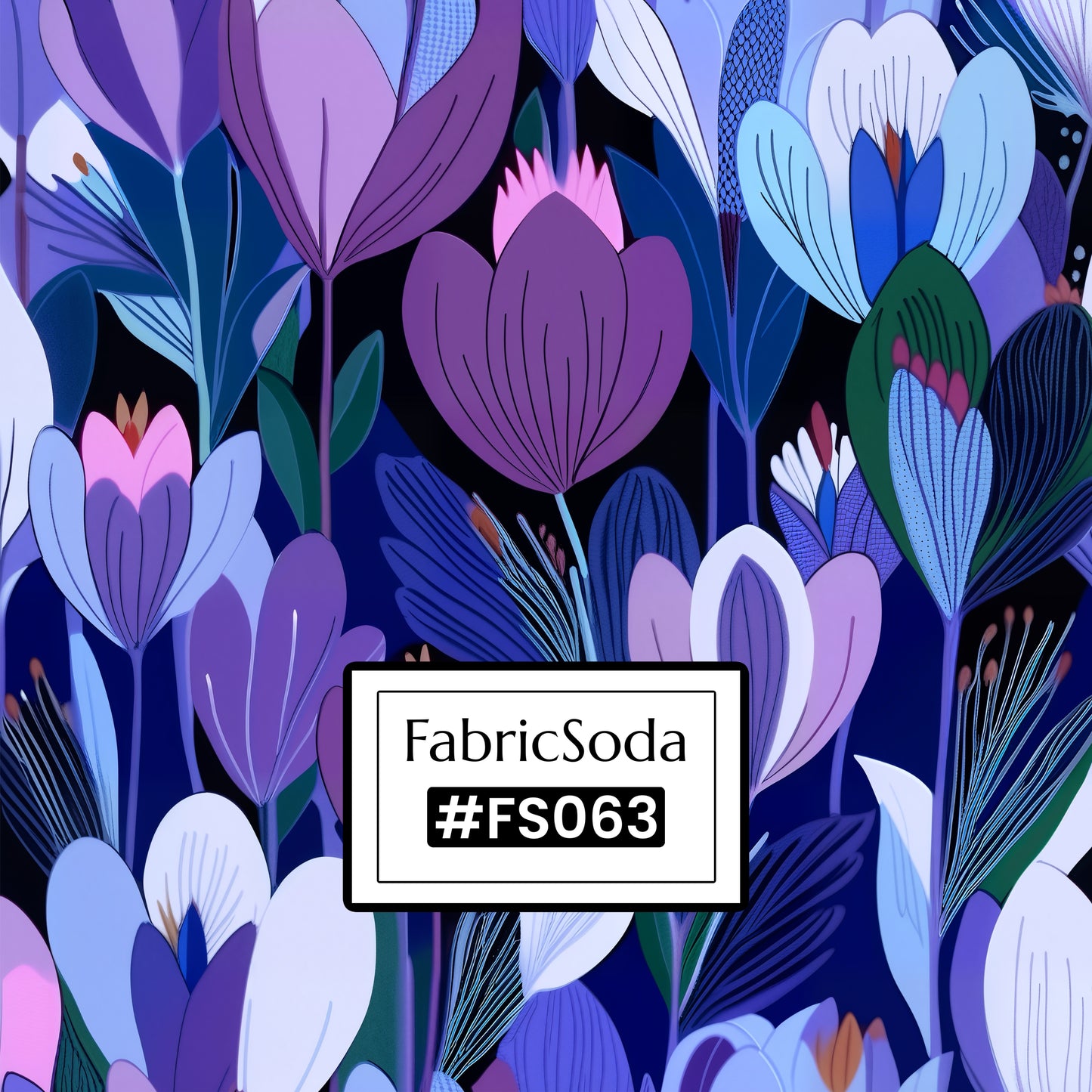 FS063 Purple Floral Cotton Printed Fabric