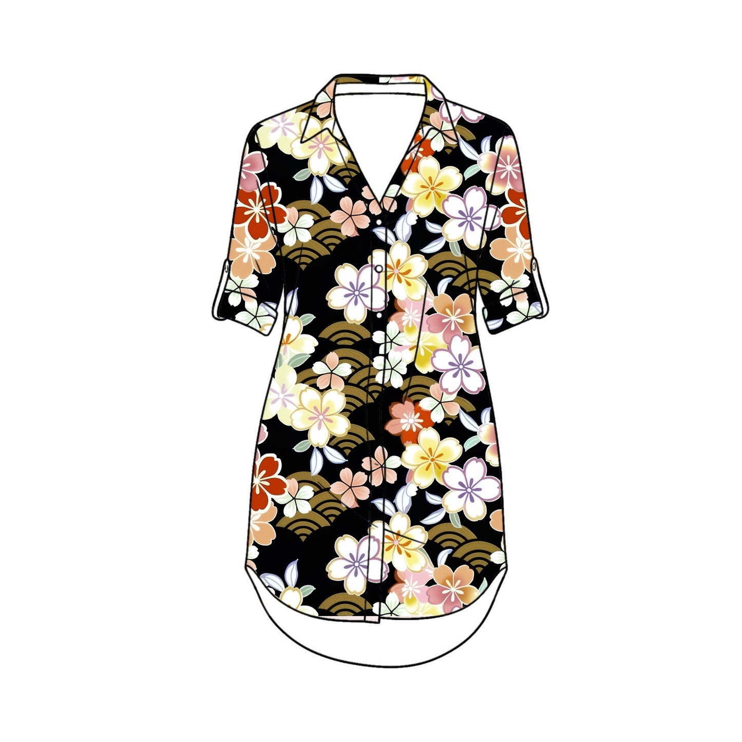 FS077 Japanese Style Floral Cotton Printed Fabric