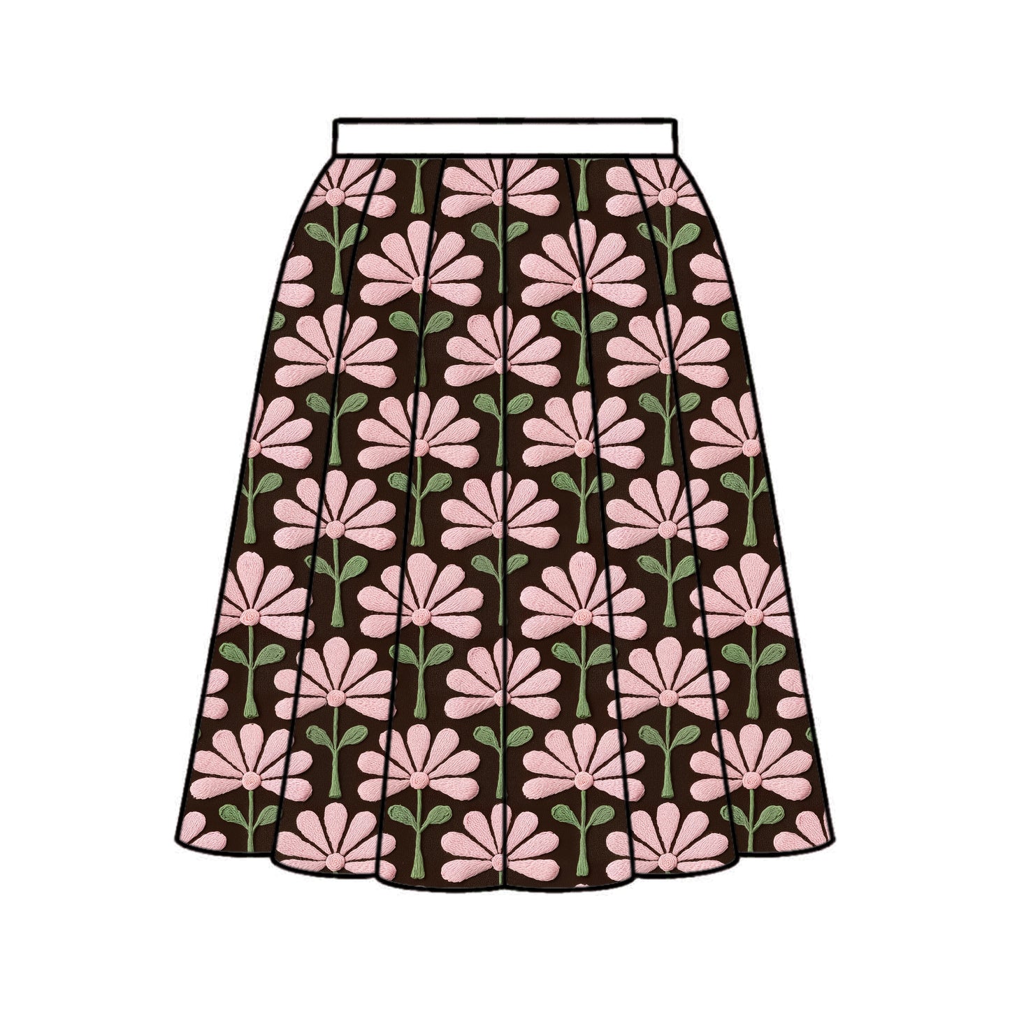FS080 Pink Flower Embroidery Effect Cotton Printed Fabric