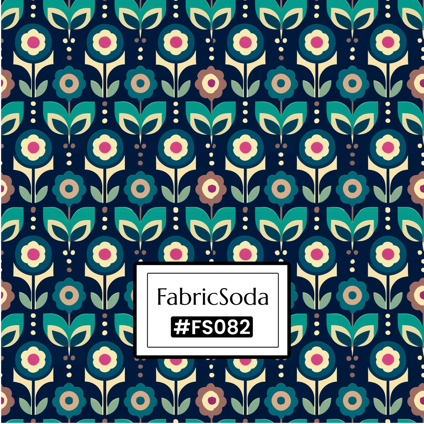 FS082 Teal Geometric Cotton Printed Fabric