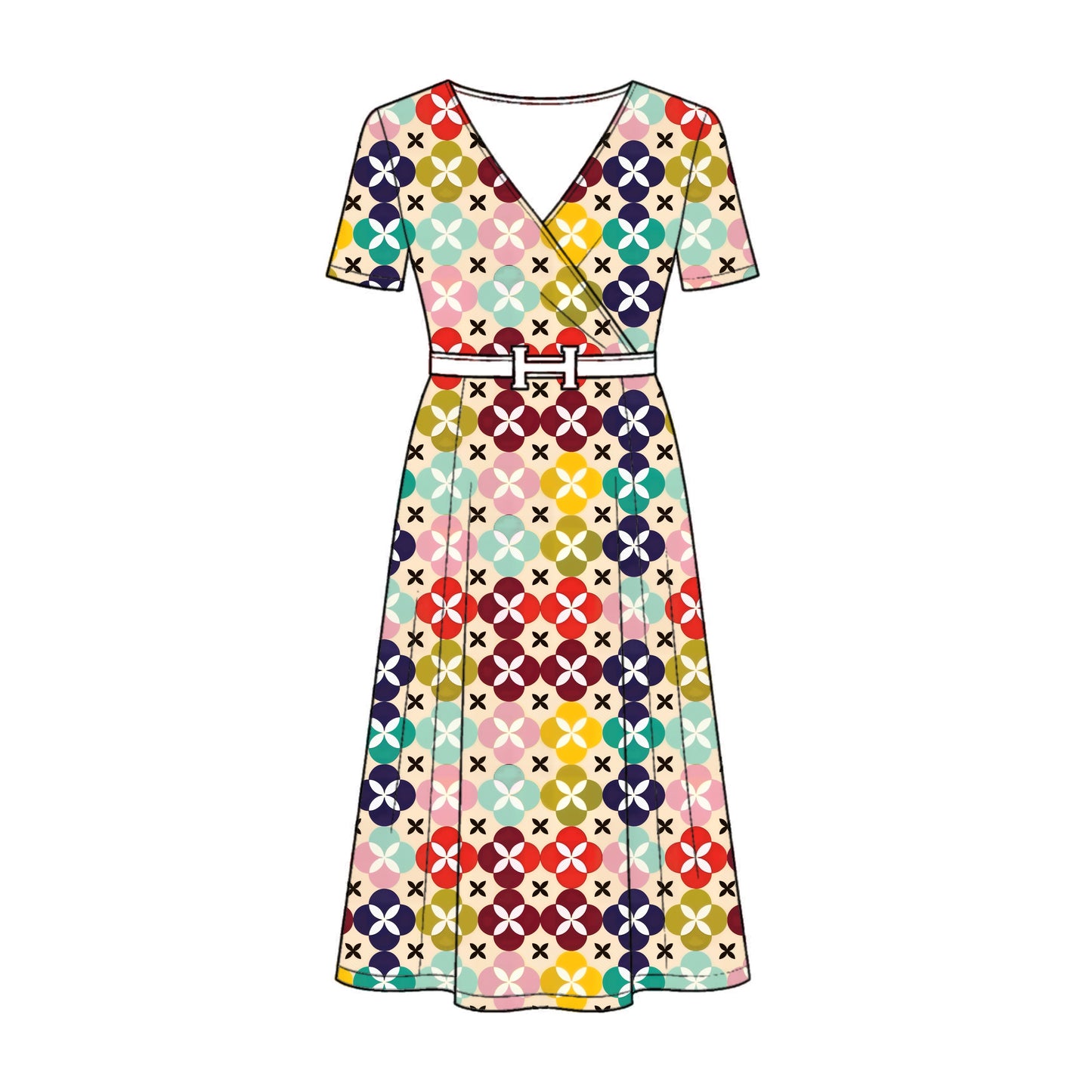 FS083 Multcolours Geometric Cotton Printed Fabric