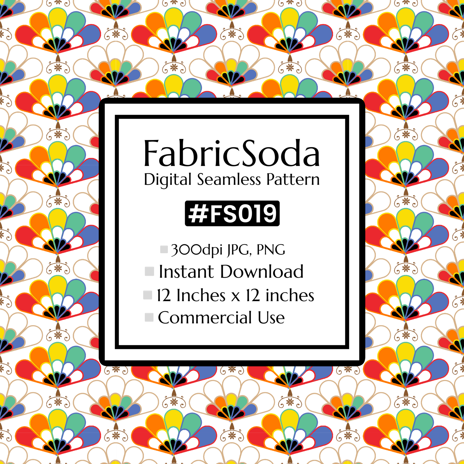FS019 Japanese Scallops Geometric Seamless Pattern JPG PNG