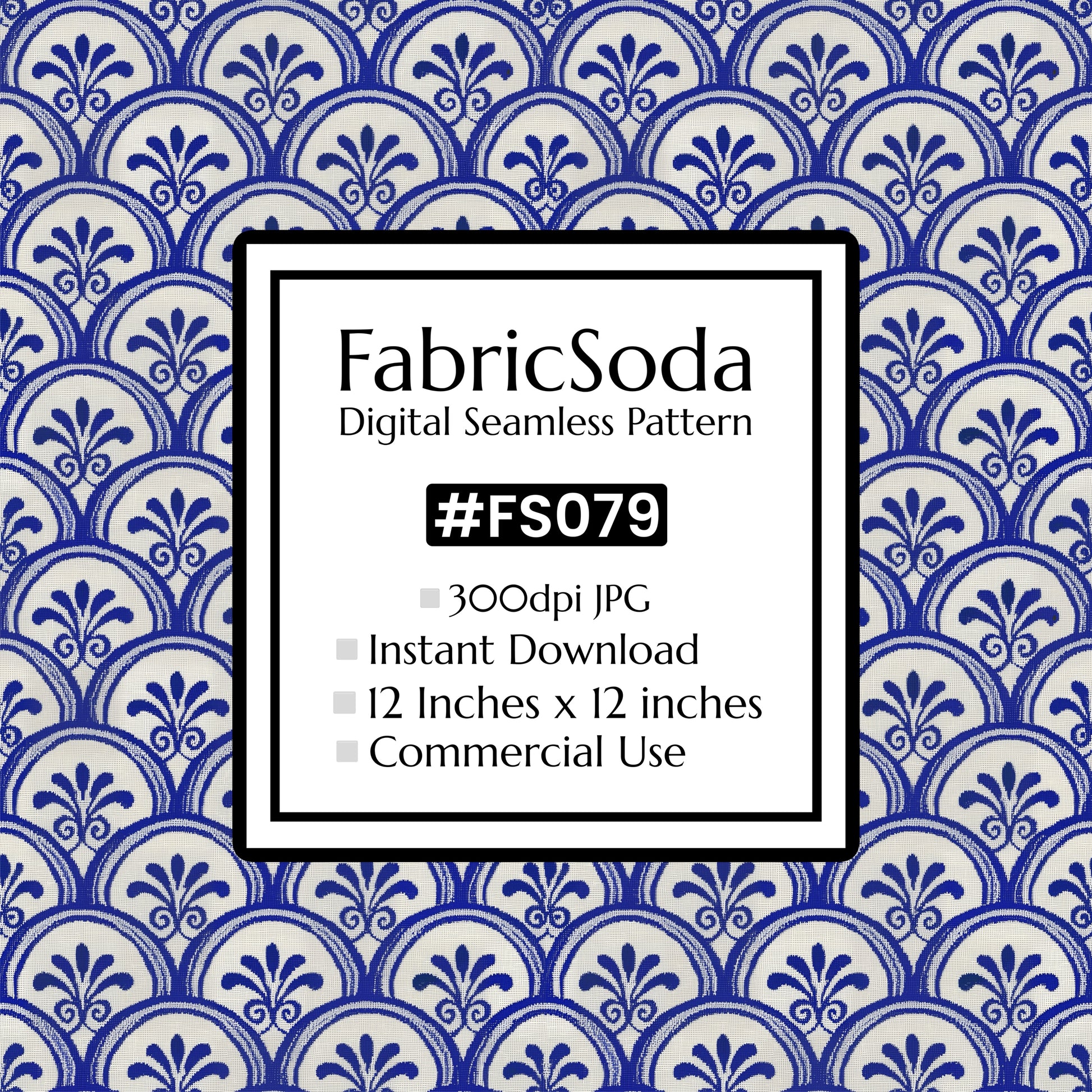 FS079 Japanese Waves Blue Floral Seamless Pattern JPG