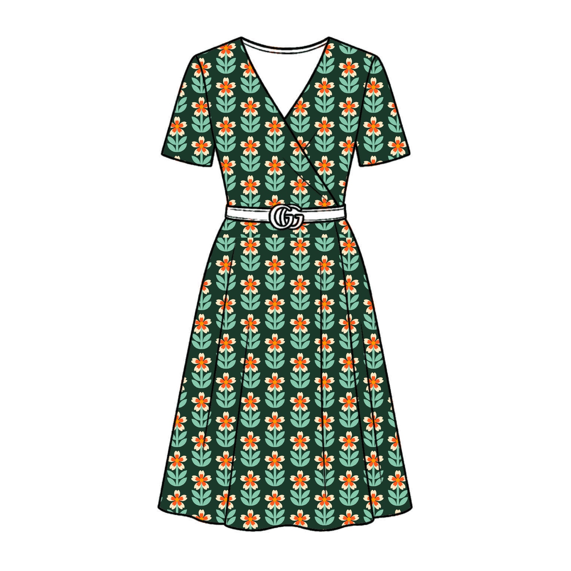 FS033 Green Floral Cotton Printed Fabric