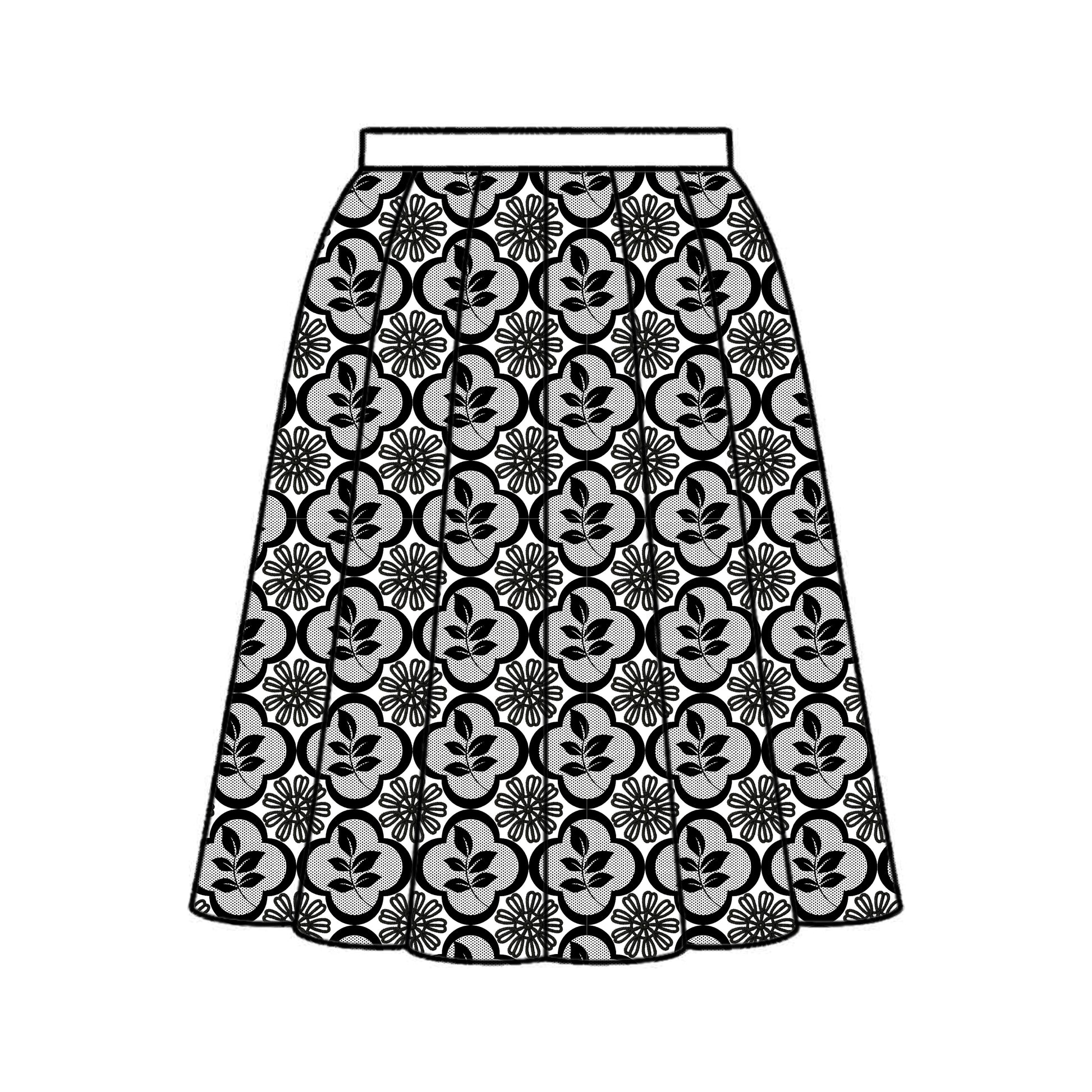 FS029 Black Lace Floral Cotton Printed Fabric by the yard