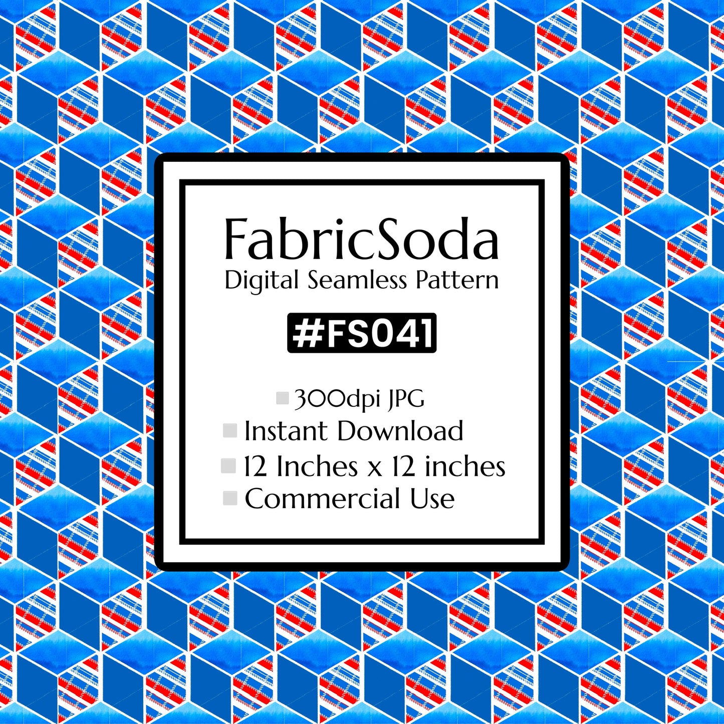FS041 Blue Cube Geometric Seamless Pattern JPG