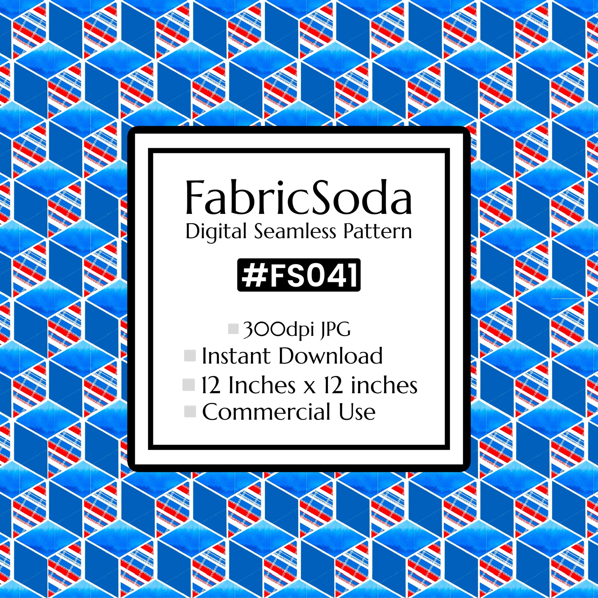 FS041 Blue Cube Geometric Seamless Pattern JPG