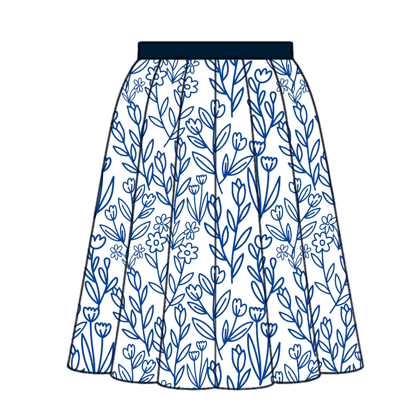 FS024 Line Art Floral Cotton Printed Fabric