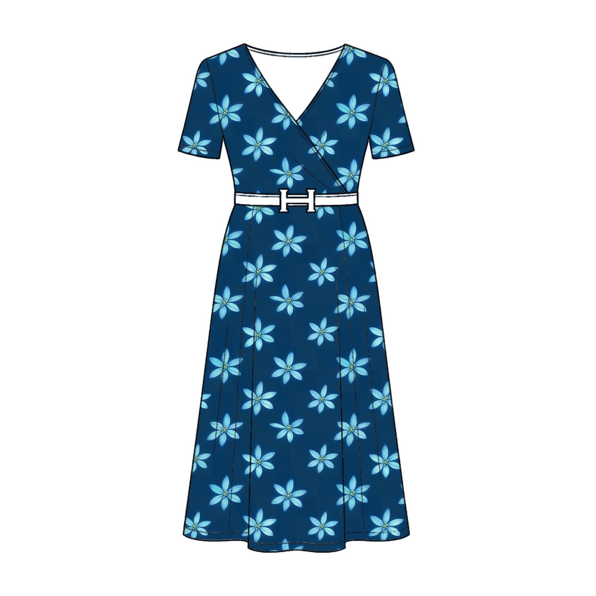 FS075 Blue Floral Cotton Printed Fabric