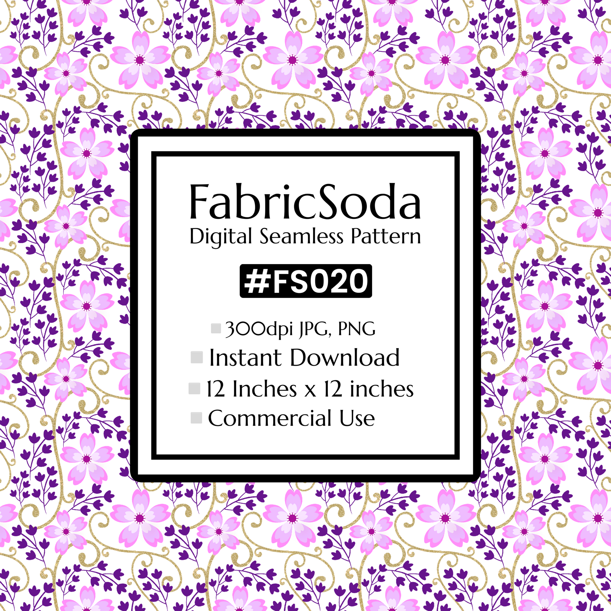 FS020 Purple Floral Seamless Pattern JPG PNG
