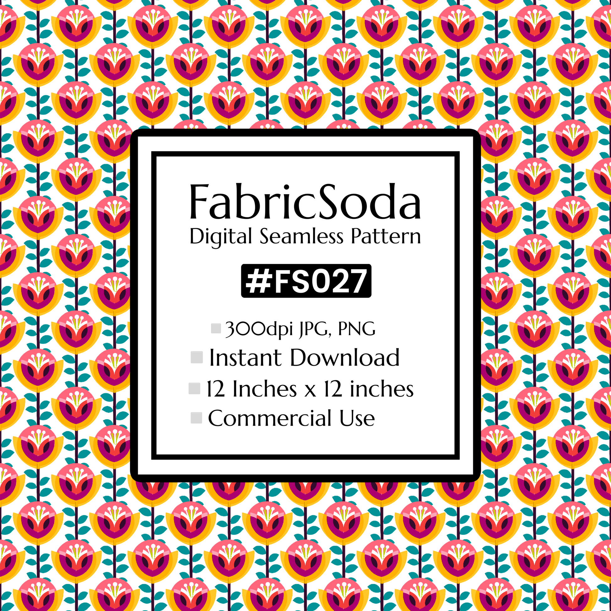 FS027 Beige Geometric Floral Seamless Pattern JPG PNG