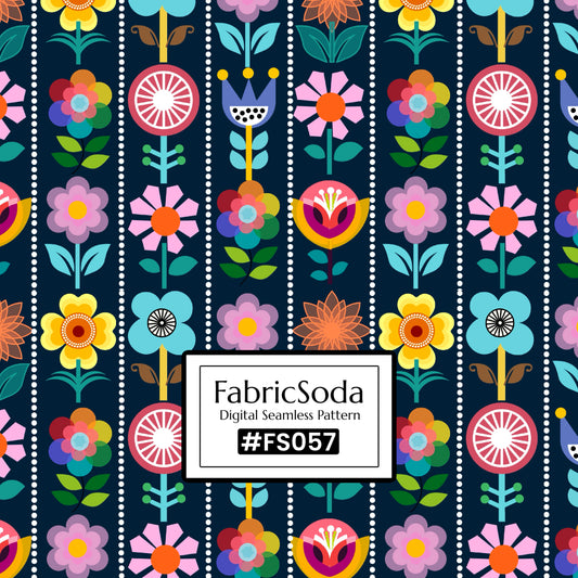 FS057 Floral Striped Seamless Pattern JPG PNG