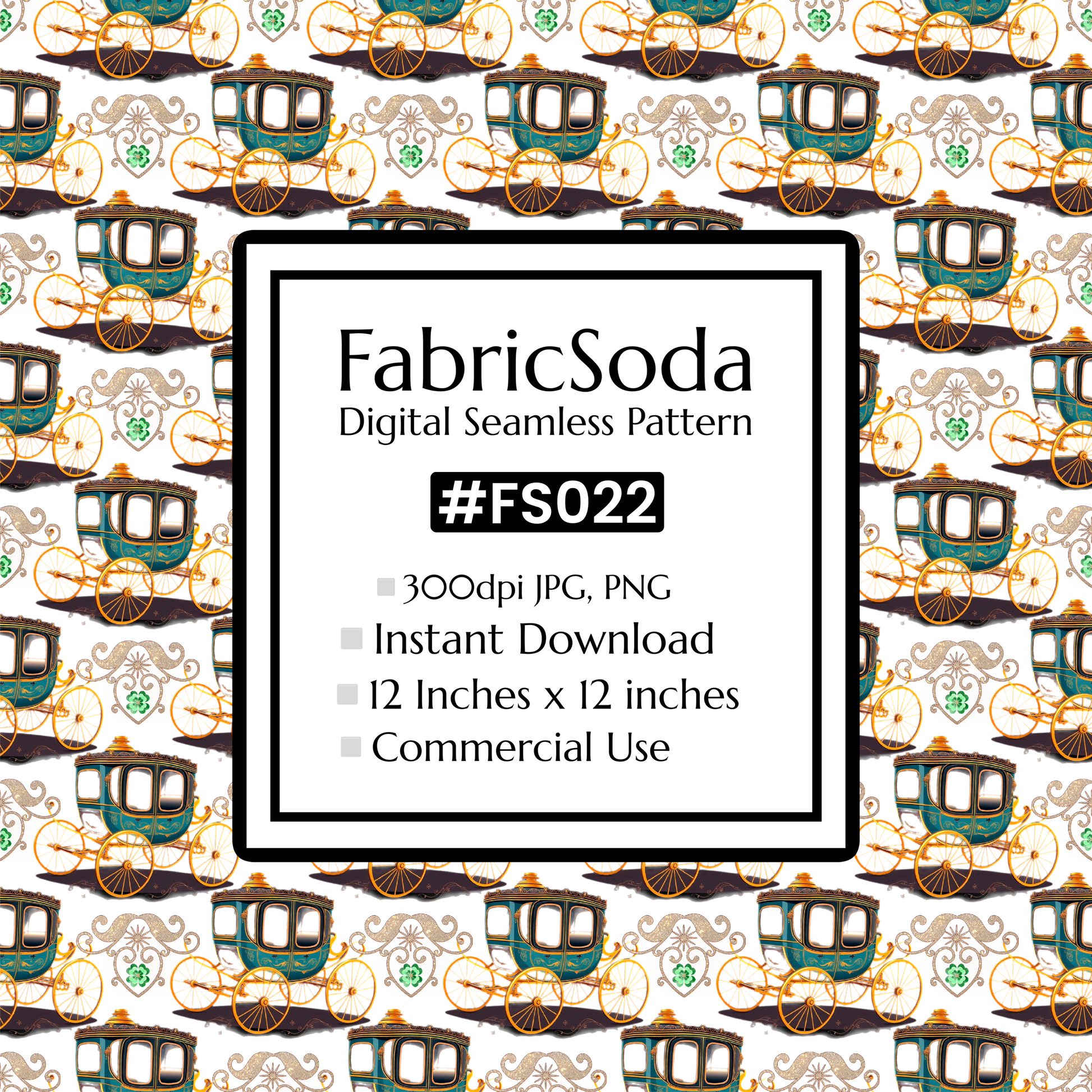 FS022 Luxury Carriage Seamless Pattern JPG PNG