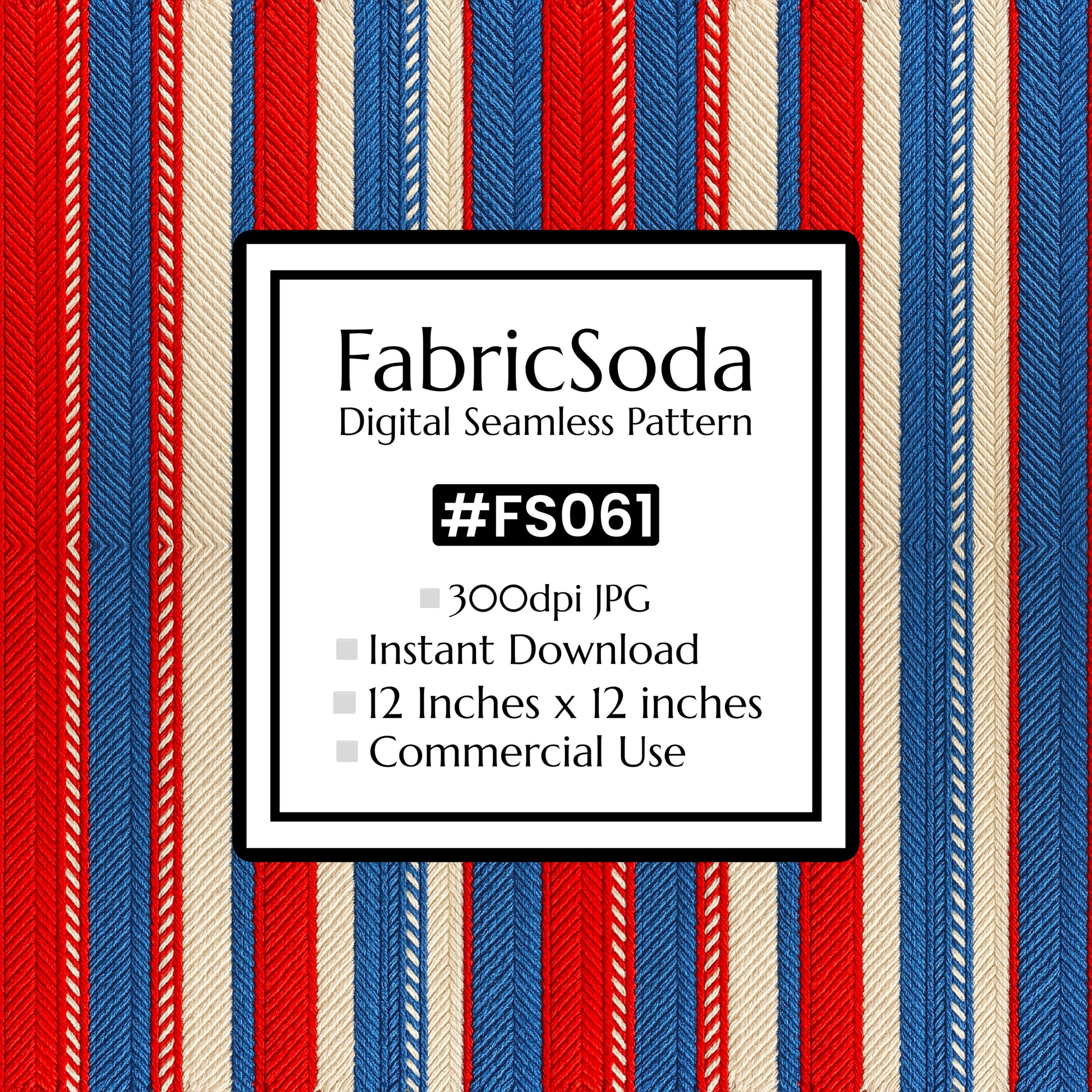 FS061 Red White Blue Embroidery Effect Striped Seamless Pattern JPG
