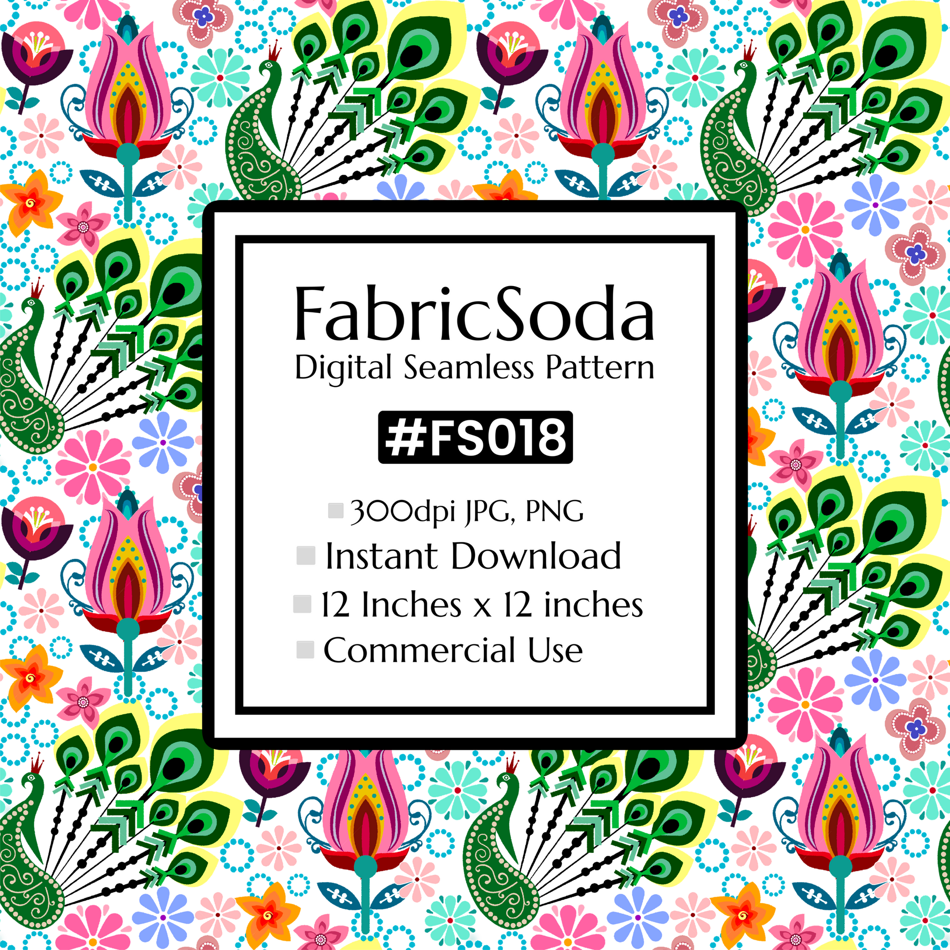 FS018 Exotic Animal Peacock Seamless Pattern JPG PNG