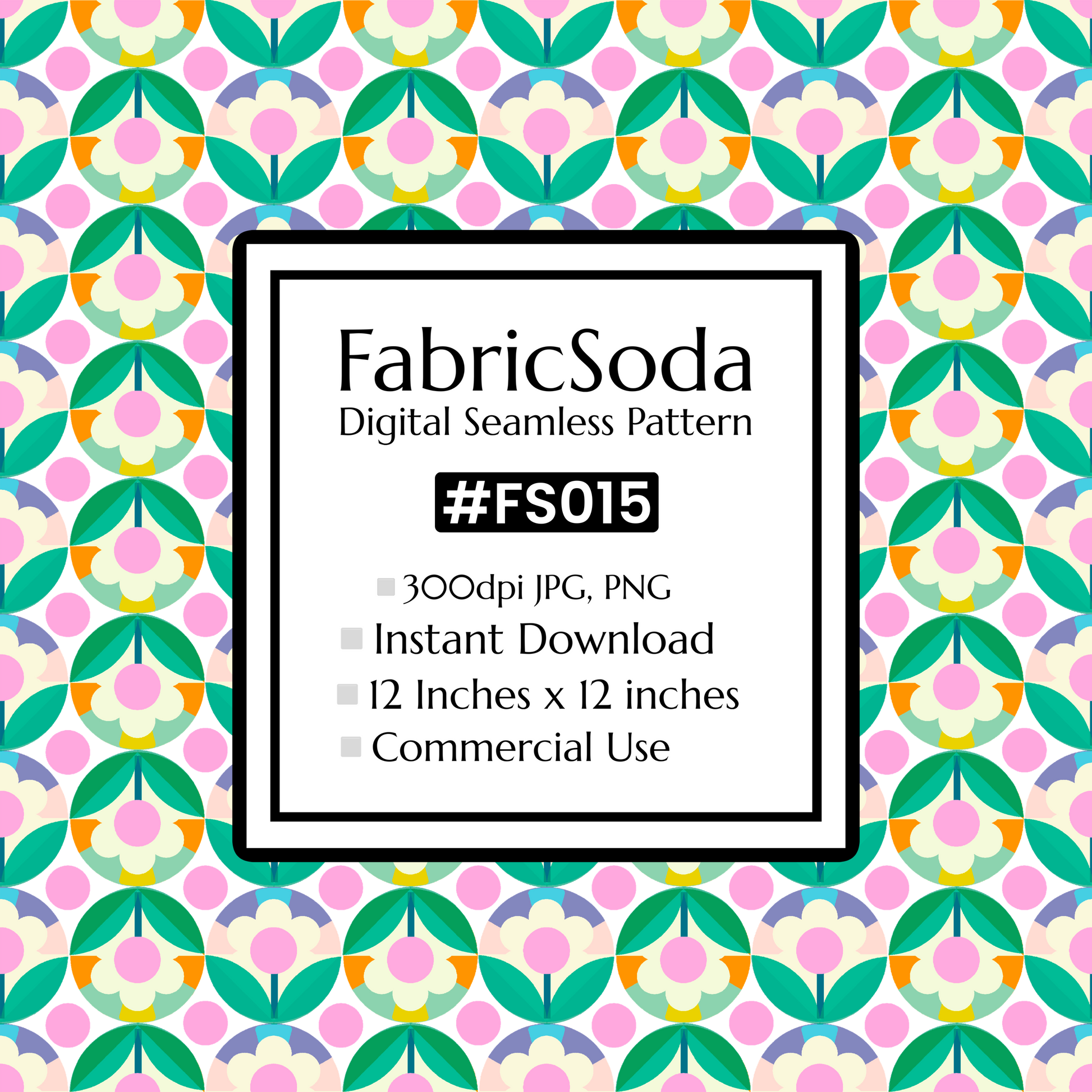 #FS015 Green Geometric Seamless Pattern JPG PNG