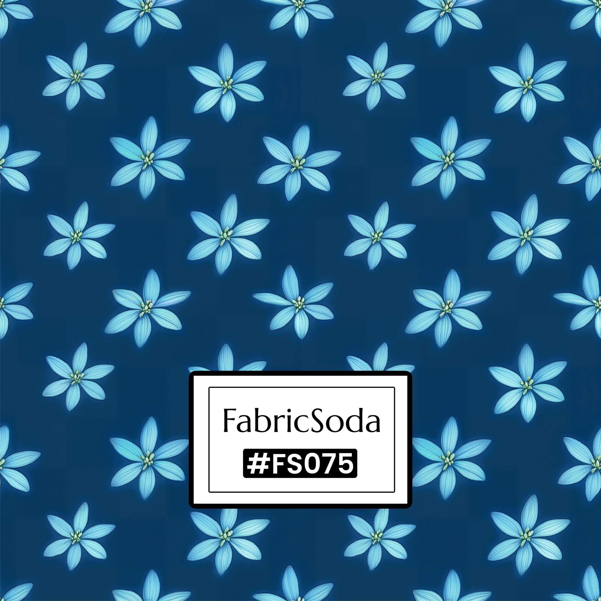 FS075 Blue Floral Cotton Printed Fabric