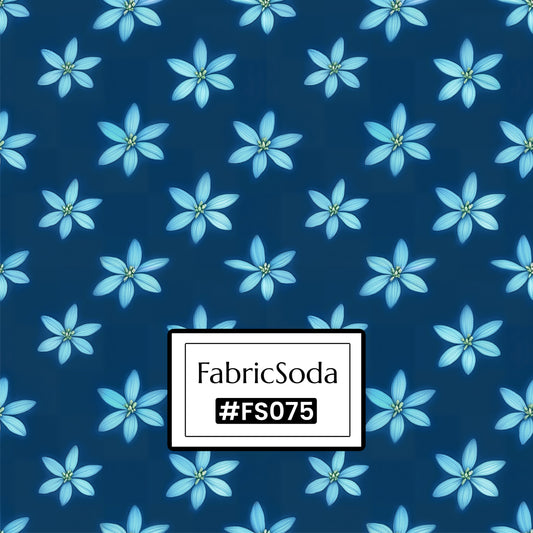 FS075 Blue Floral Cotton Printed Fabric