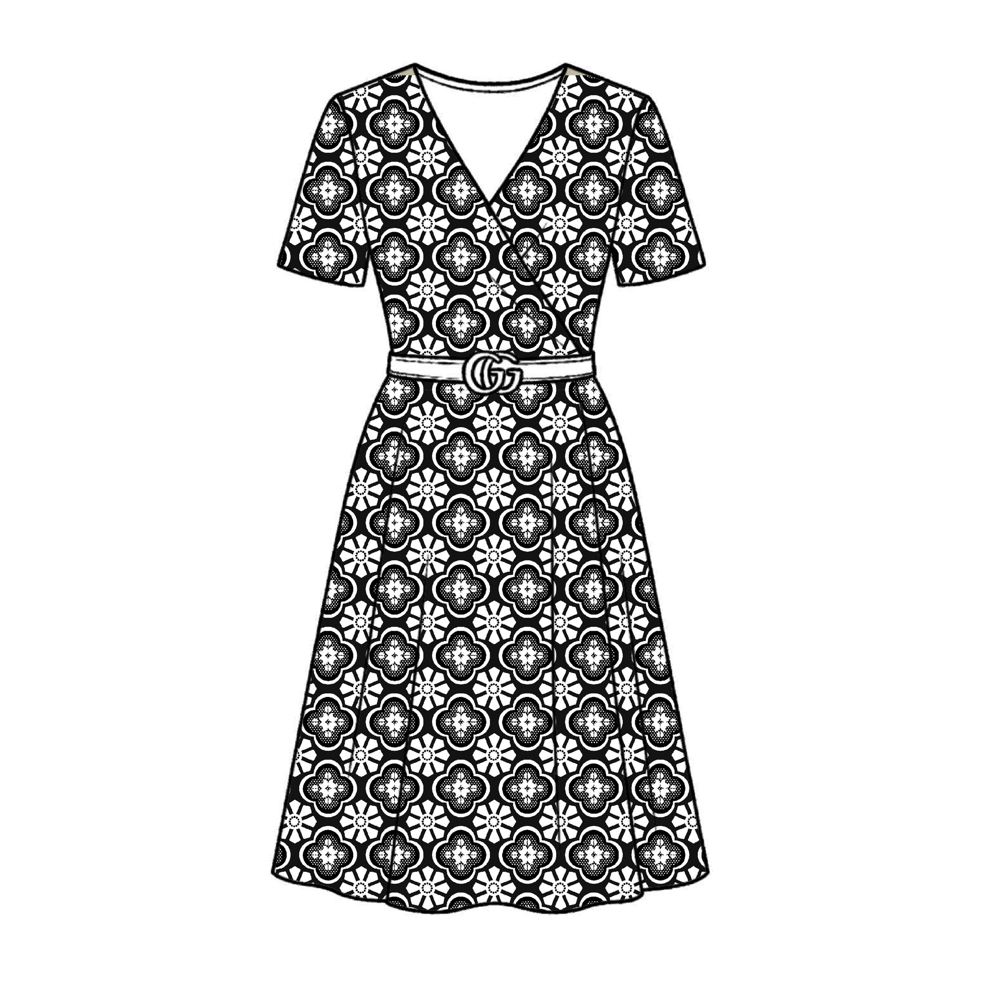 FS014 Lace Floral Cotton Printed Fabric