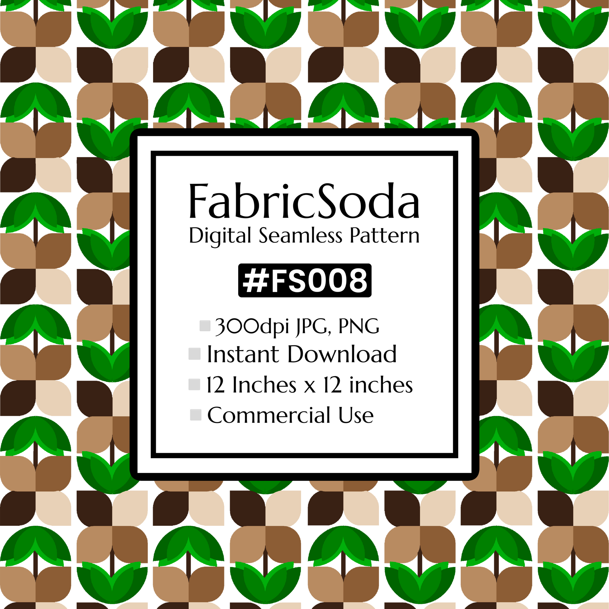 #FS008 Green Geometric Seamless Pattern JPG PNG