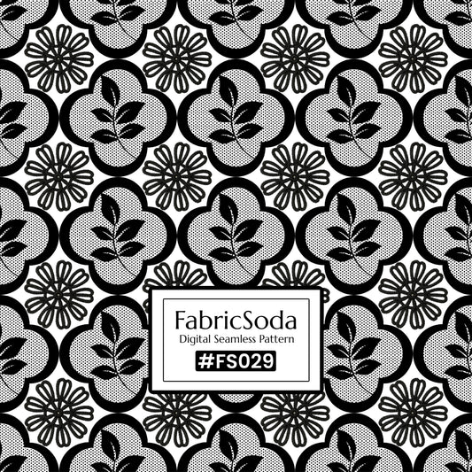 FS029 Black Lace Floral Printed Fabric