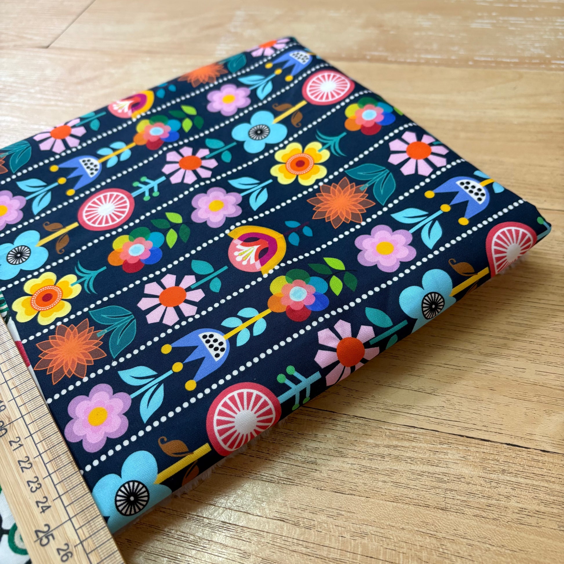FS057 Exquisite Floral Stripe Cotton Printed Fabric