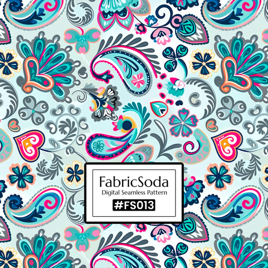 #FS013 Blue Paisley Abstract Seamless Pattern JPG
