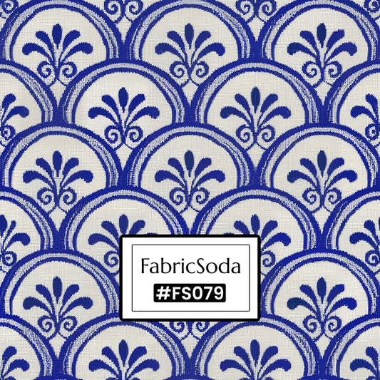 FS079 Blue Floral Japanese Wave Cotton Printed Fabric