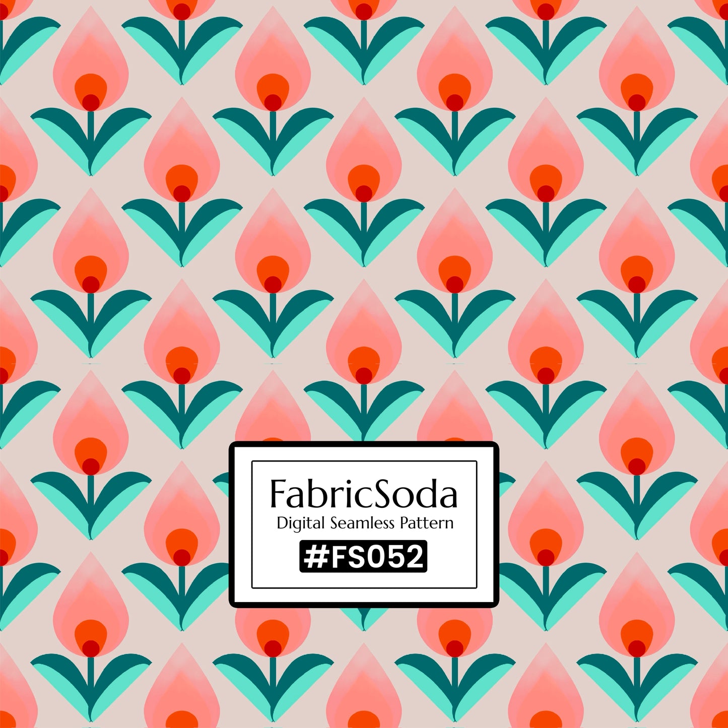 FS052 Peach Floral Seamless Pattern JPG