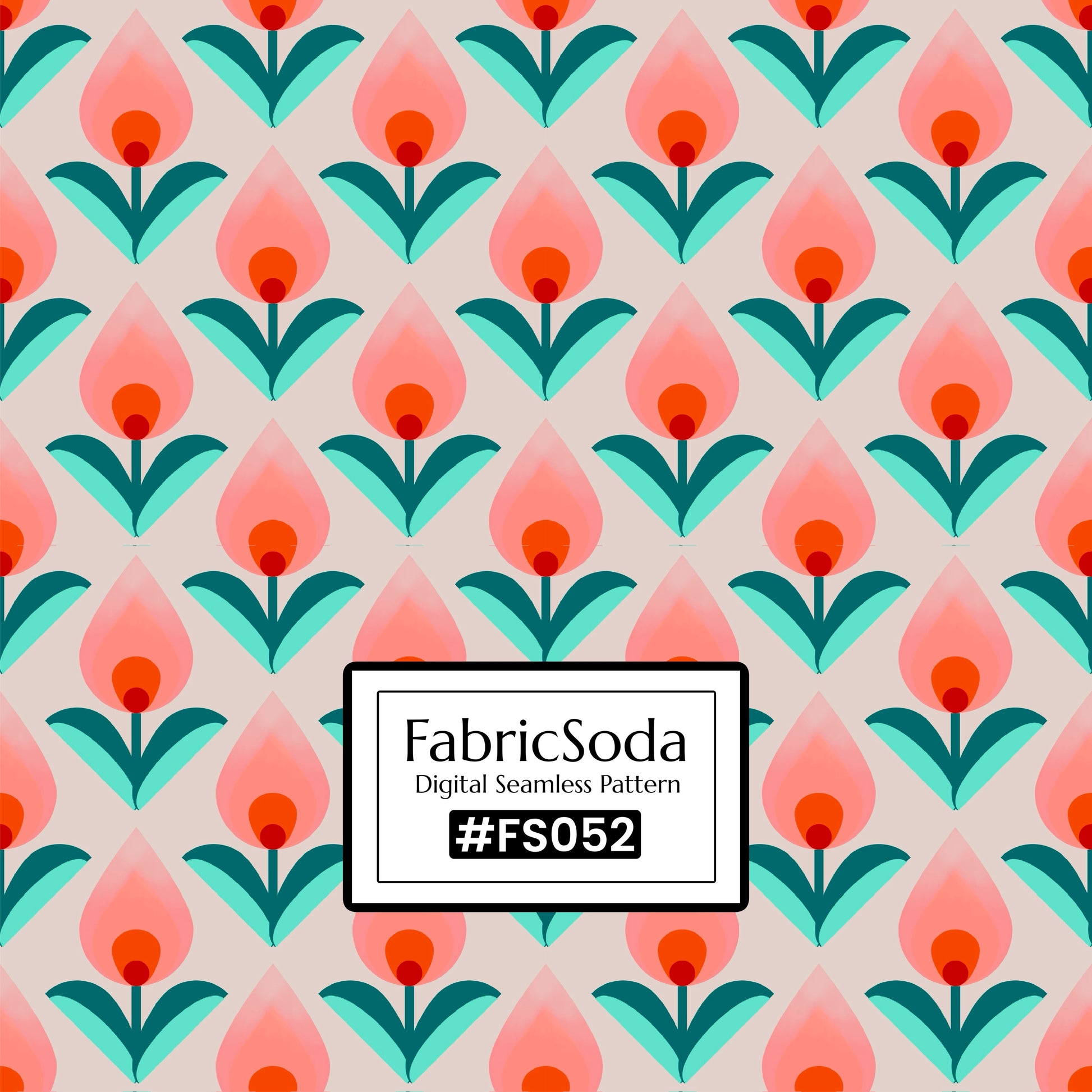 FS052 Peach Floral Seamless Pattern JPG