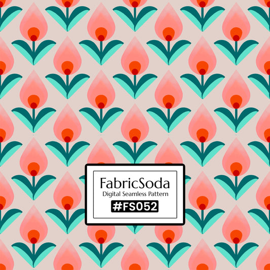 FS052 Peach Floral Seamless Pattern JPG