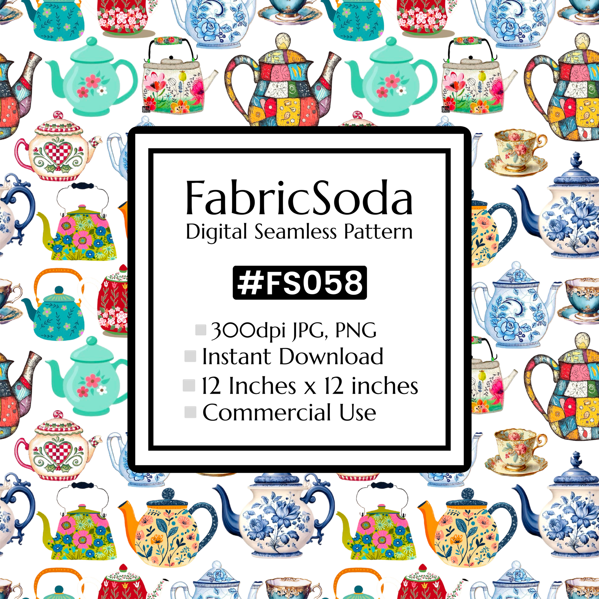 FS058 Teapot Art Abstract Seamless Pattern