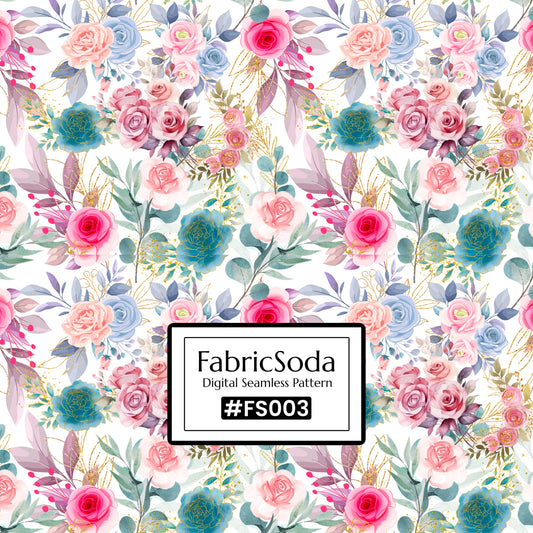 #FS003 Watercolour Floral Seamless Pattern JPG PNG