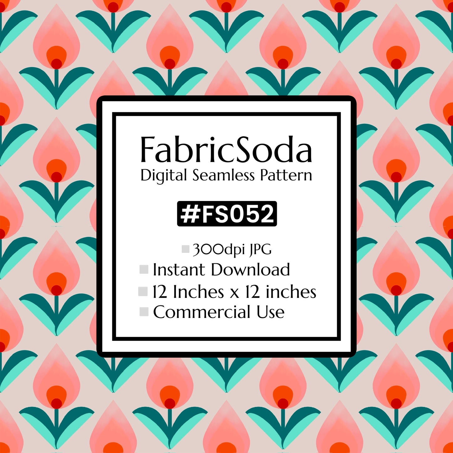 FS052 Peach Floral Seamless Pattern JPG