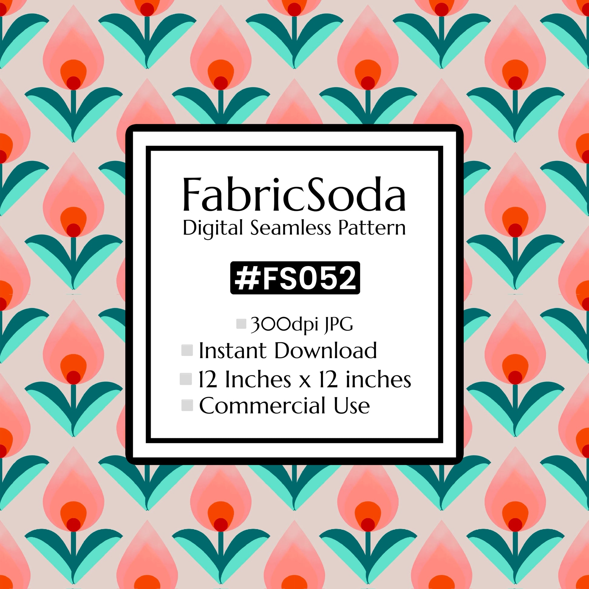 FS052 Peach Floral Seamless Pattern JPG