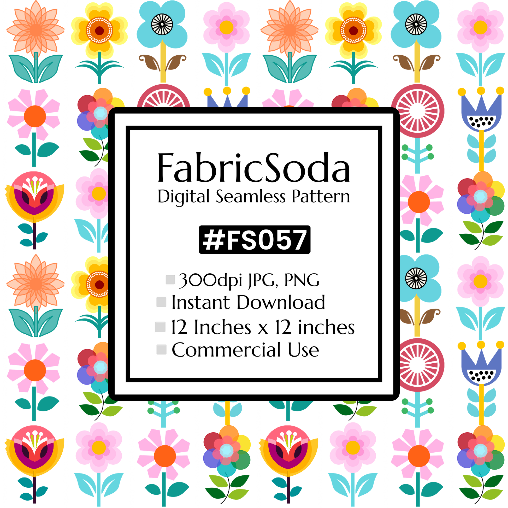 FS057 Floral Striped Seamless Pattern JPG PNG
