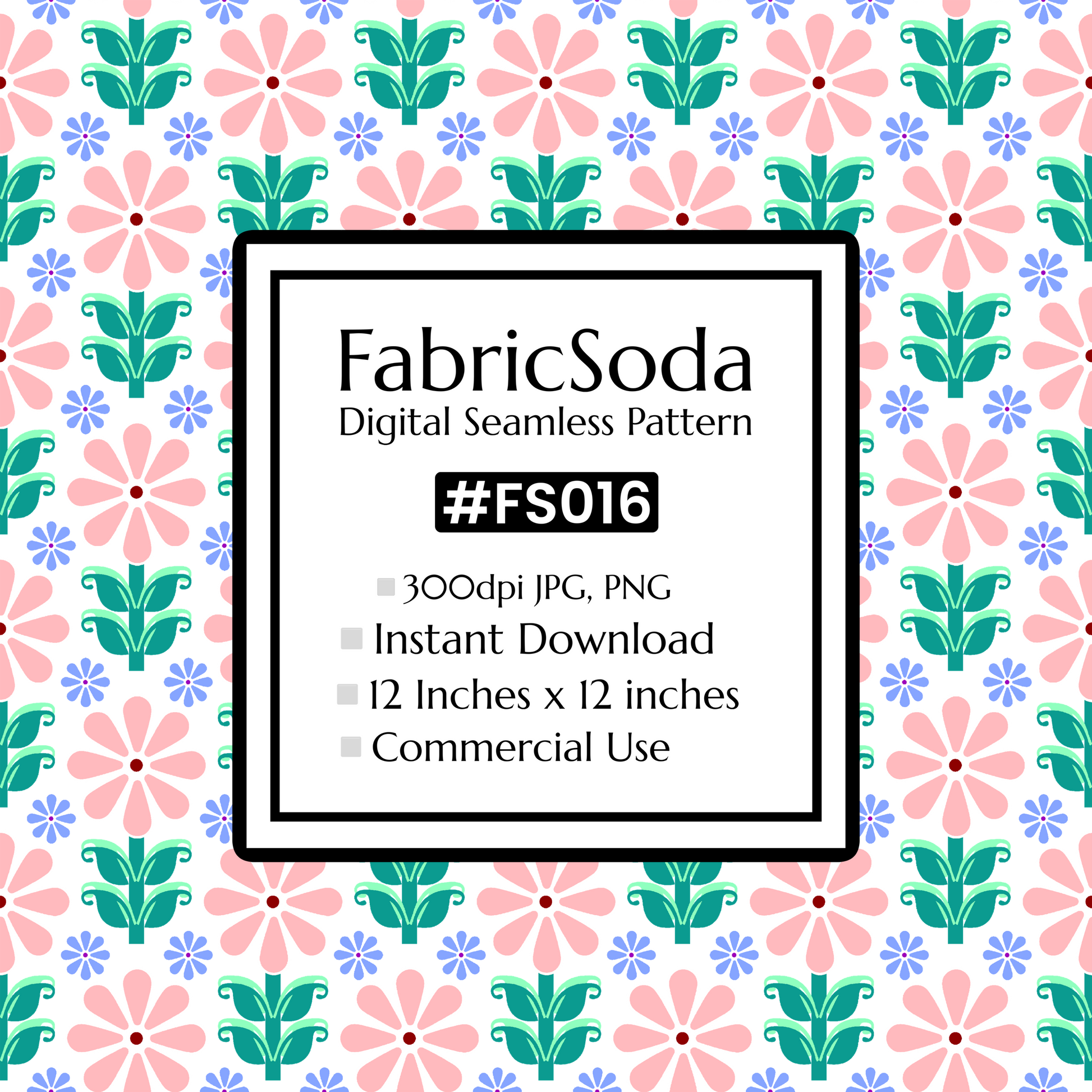 FS016 Pink Floral Seamless Pattern JPG PNG