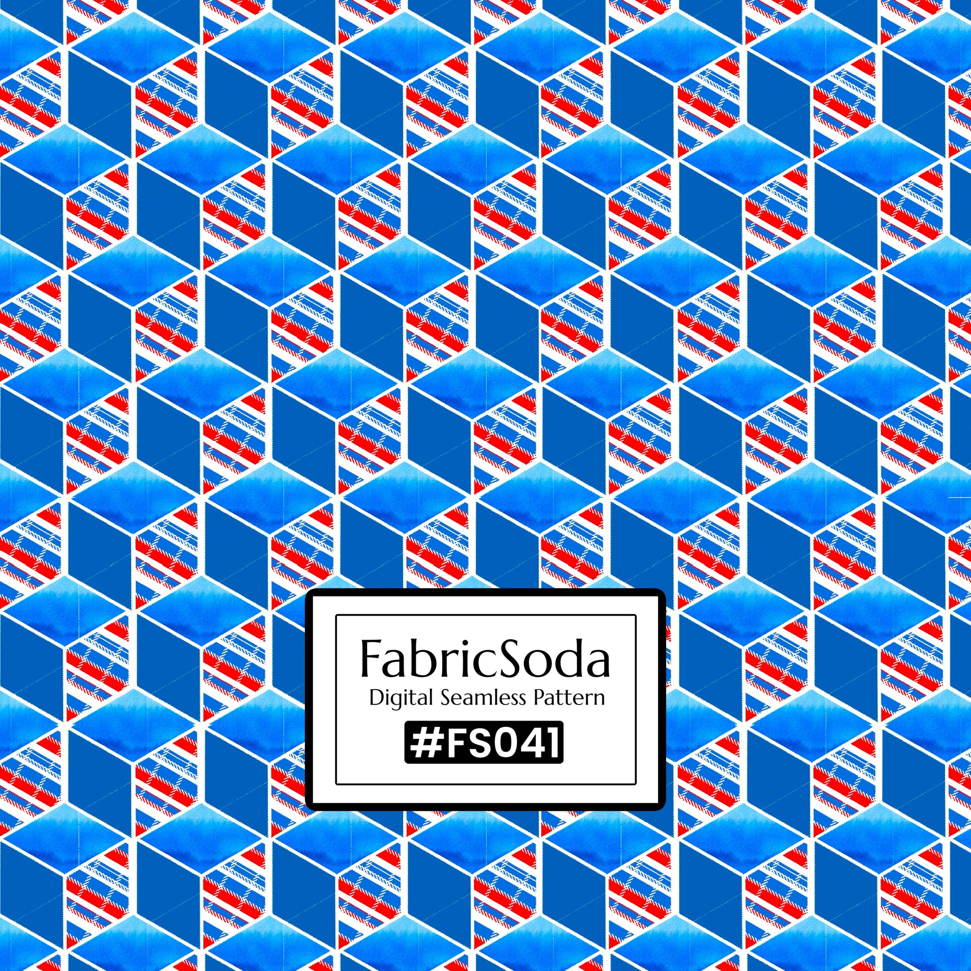 FS041 Blue Cube Geometric Seamless Pattern JPG