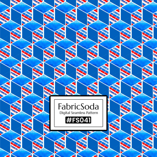 FS041 Blue Cube Geometric Seamless Pattern JPG