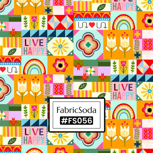 FS056 Orange Playful Cotton Printed Fabric