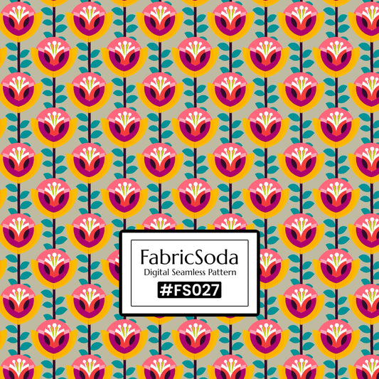 FS027 Beige Geometric Floral Seamless Pattern JPG PNG