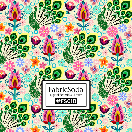 FS018 Exotic Animal Peacock Seamless Pattern JPG PNG