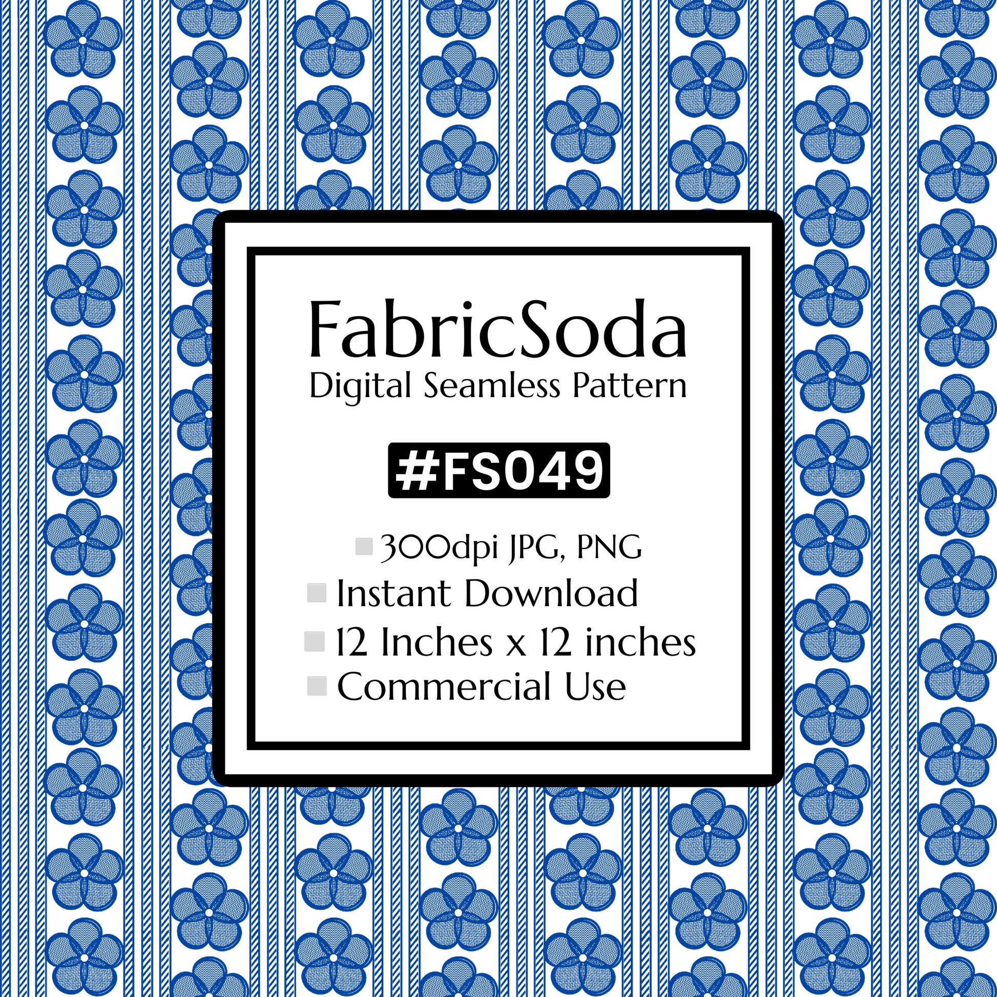 FS049 Blue Lace Floral Seamless Pattern JPG PNG