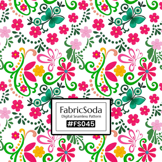 FS045 Folk floral Seamless Pattern JPG PNG