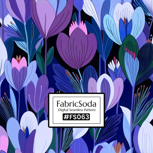 FS063 Abstract Purple Floral Seamless Pattern JPG