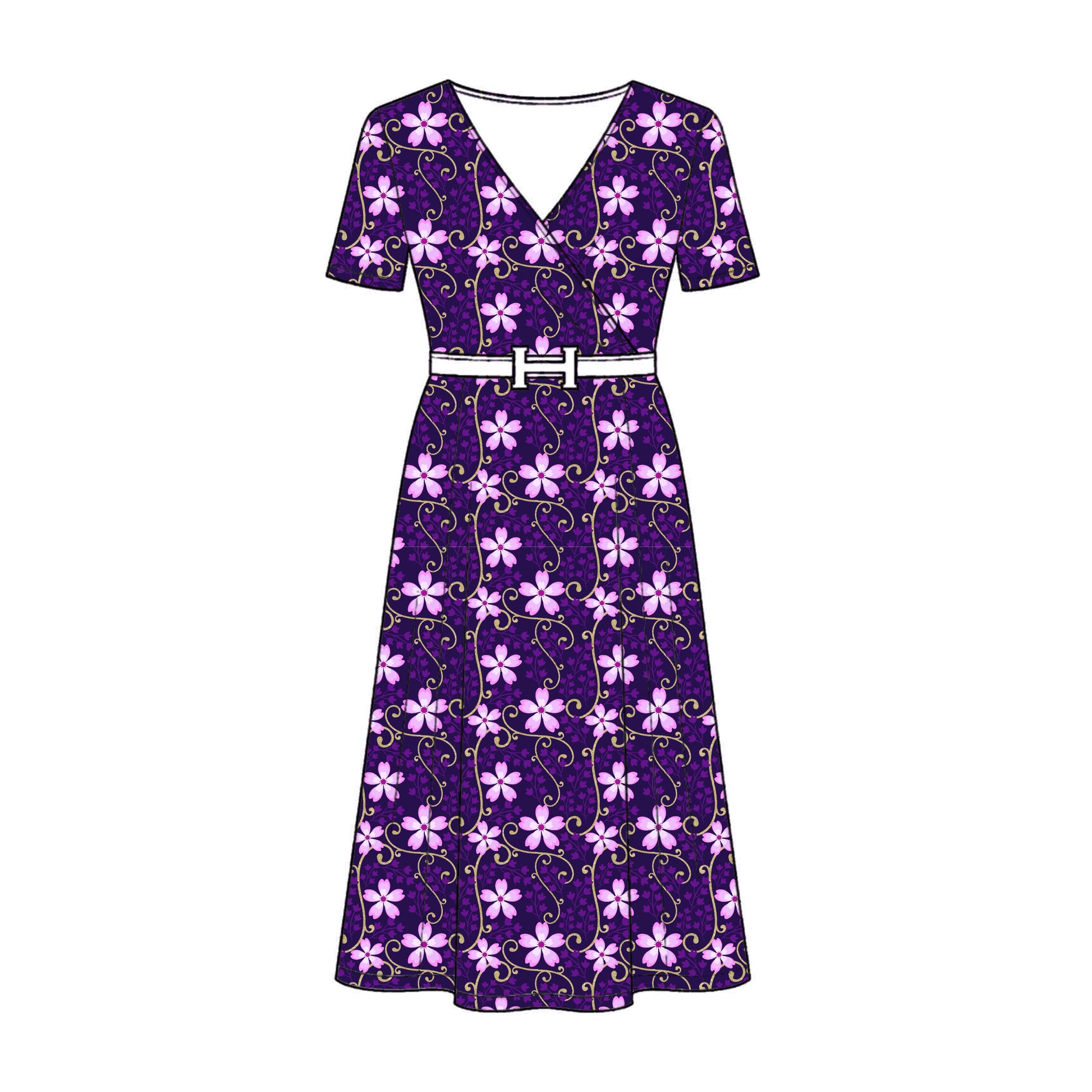 FS020 Purple Floral Cotton Printed Fabric