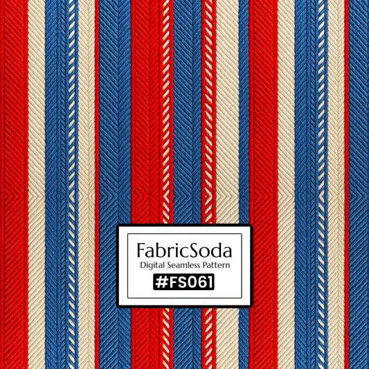 FS061 Red White Blue Embroidery Effect Striped Seamless Pattern JPG
