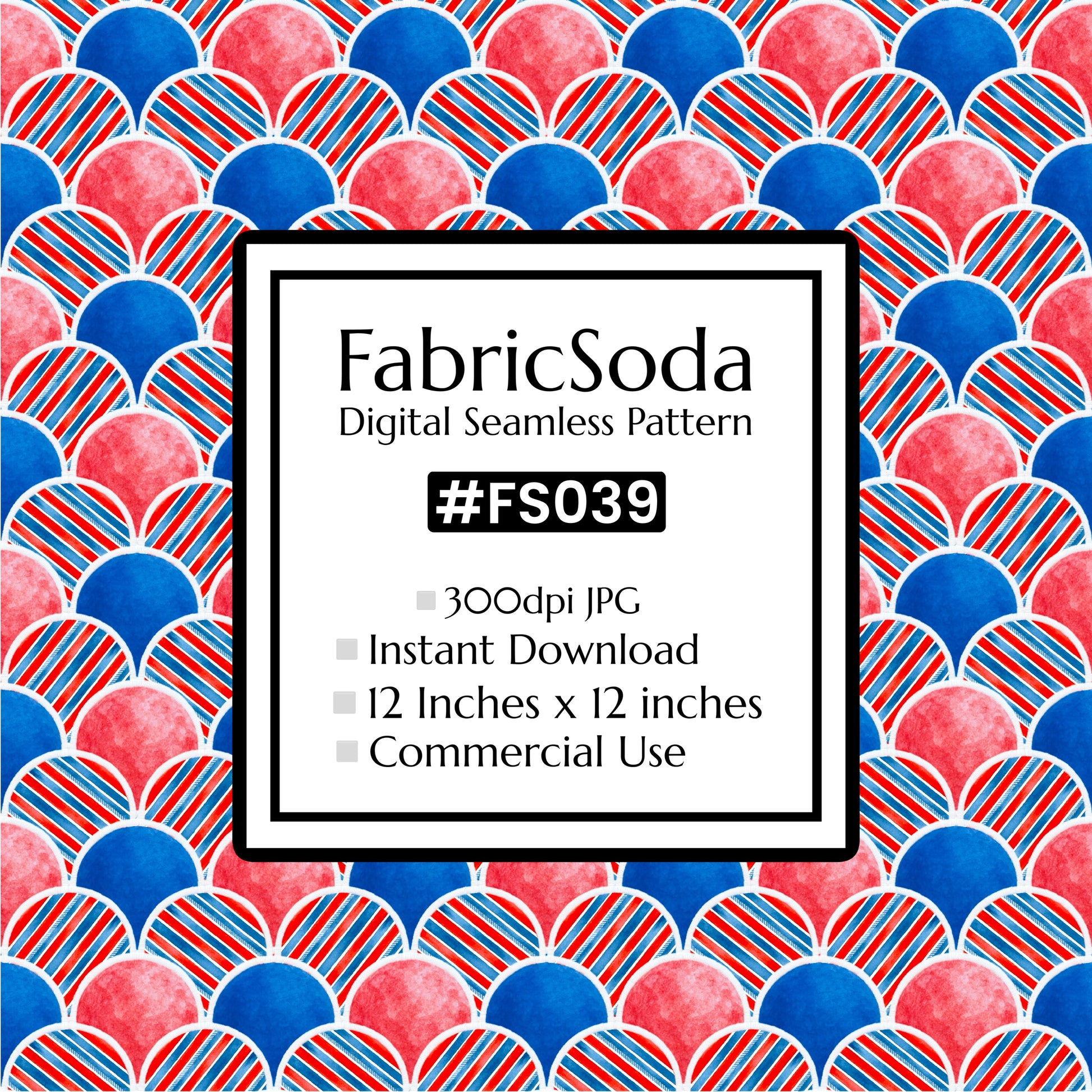 FS039 Red White Blue Japanese Scallops Seamless Pattern JPG