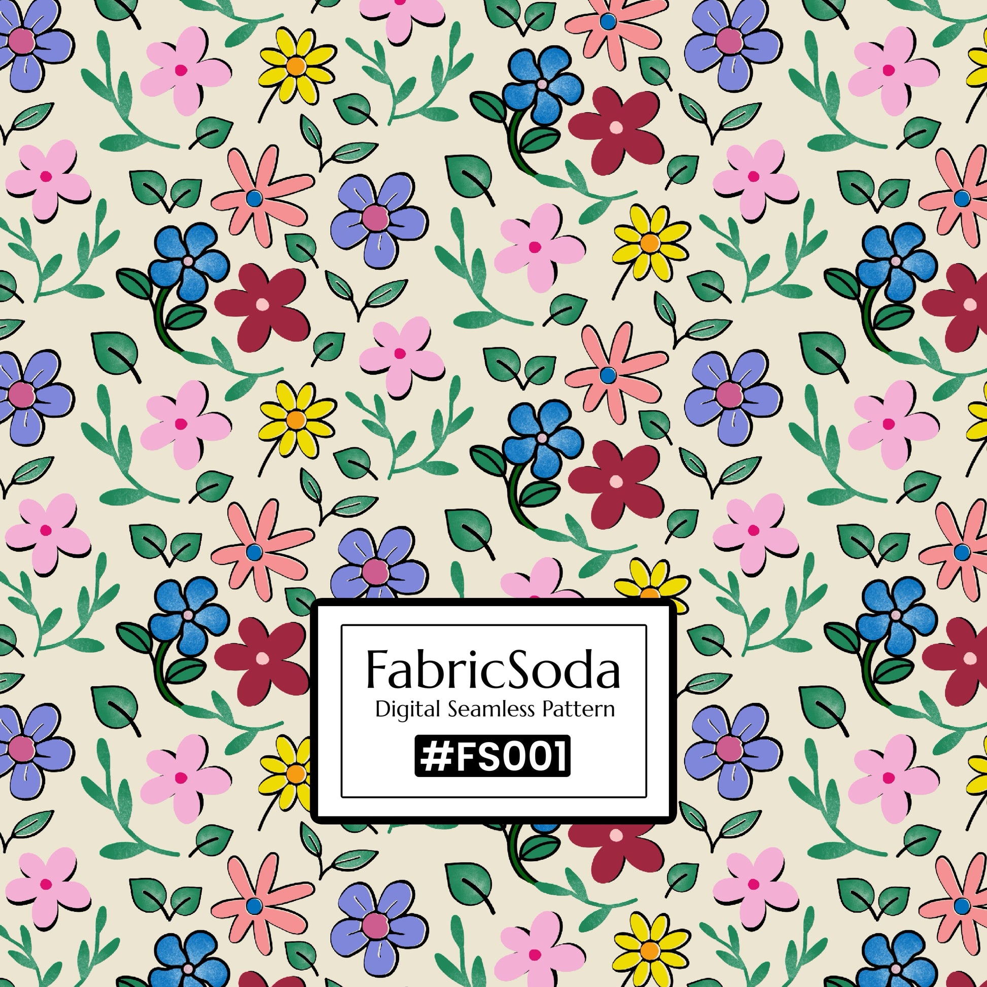 #FS001 Beige Floral Seamless Pattern JPG PNG