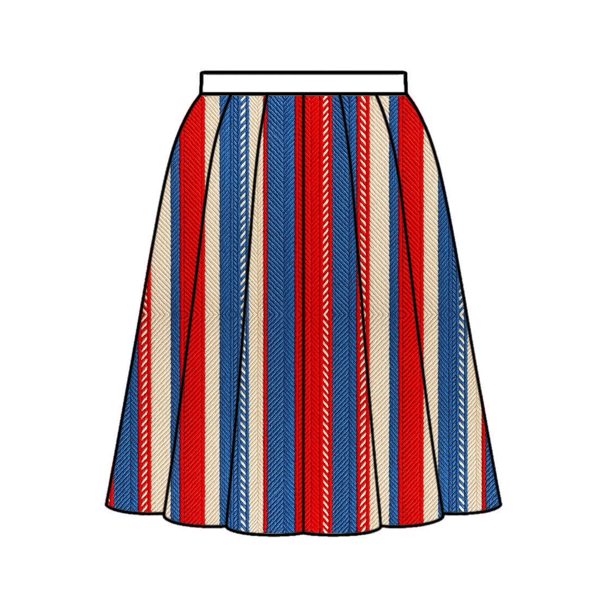 FS061 Red White Blue Embroidery Effect Striped Seamless Pattern JPG